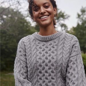 Hill House The Kennedy Sweater gray Fisherman Knit Rory Gilmore Sweater XS SMALL